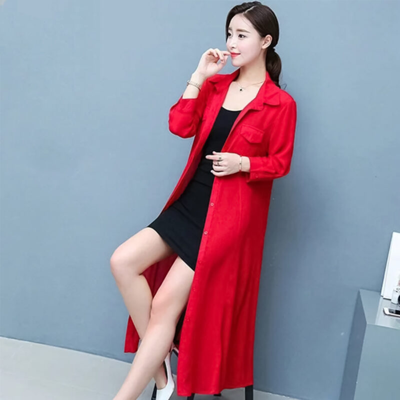 Women-long-blouses-bodycon-chiffon-three-quarter-sleeve-feminine-shirts-elegant-loose-solid-pockets-turn-down